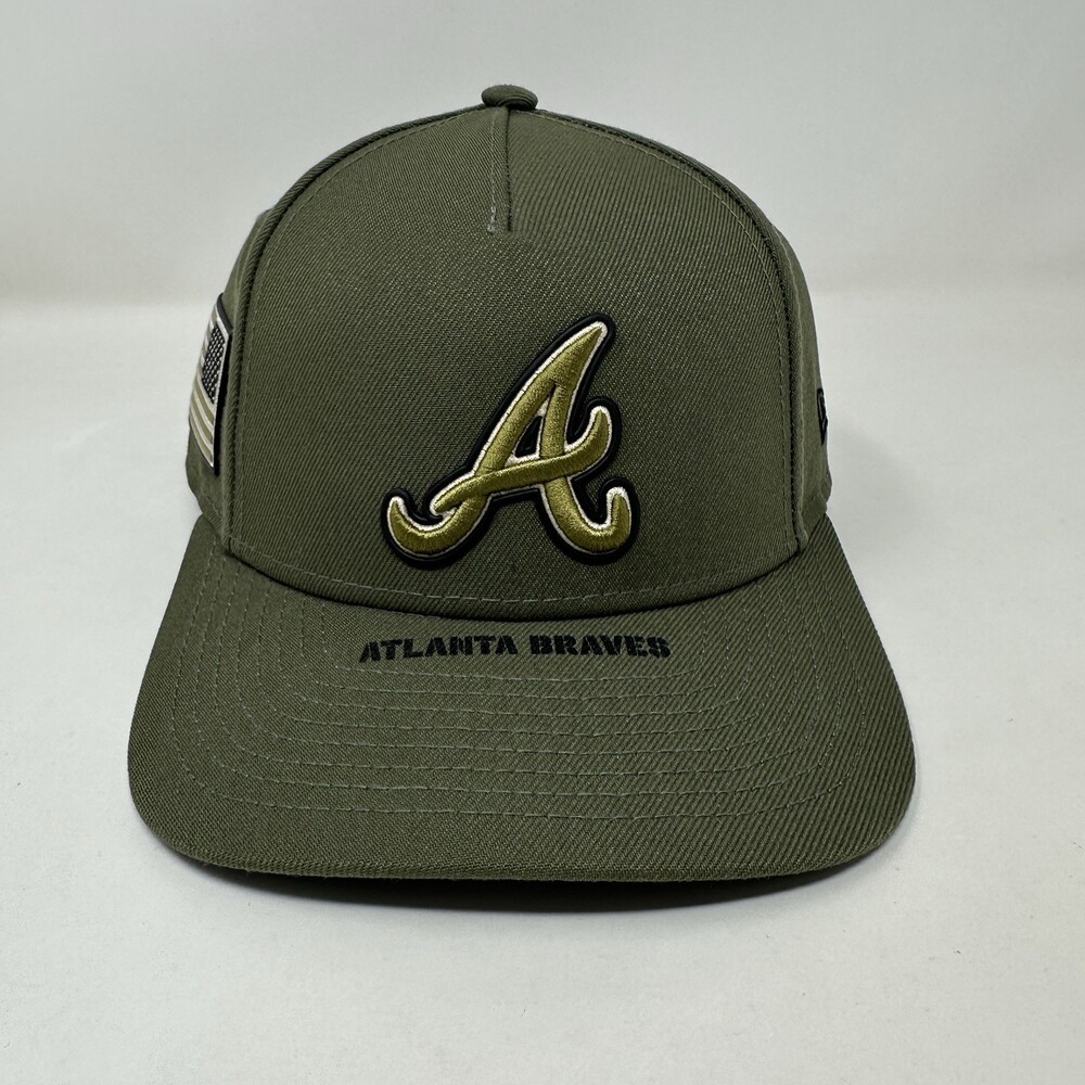 Atlanta Braves Hat Cap Youth Snapback Green New Era 9Forty USA Flag Patch MLB